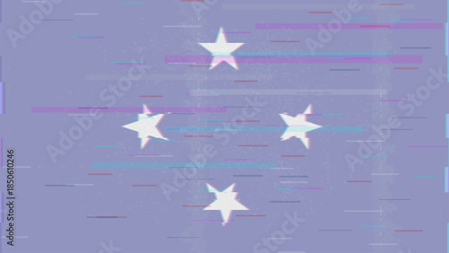 Micronesia glitch flag vector, RGB split distortion, digital abstract video frame illustration