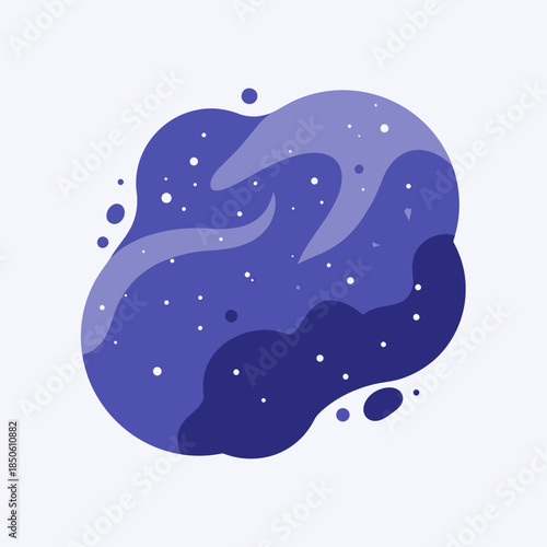Abstract blue shapes with white dots resembling stars.