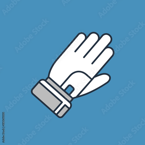 White glove with grey cuff and black outline.
