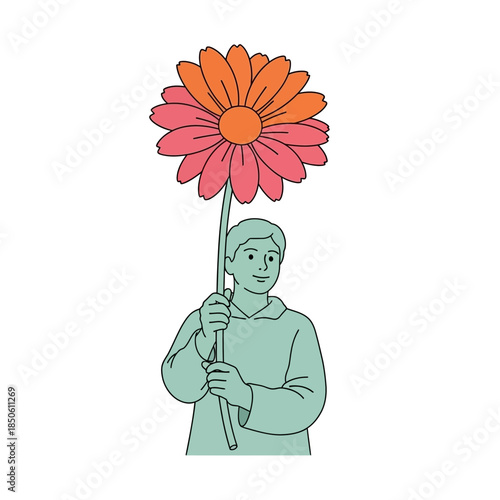 Whimsical floral figure illustration with dreamy pastel color palette and stylized artistic design