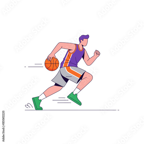 Dynamic basketball player illustration, capturing the essence of movement and sportsmanship in a