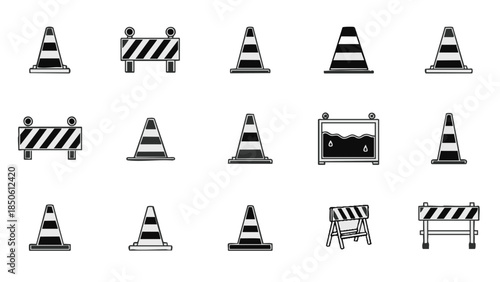 Set of Traffic Cones and Barriers.