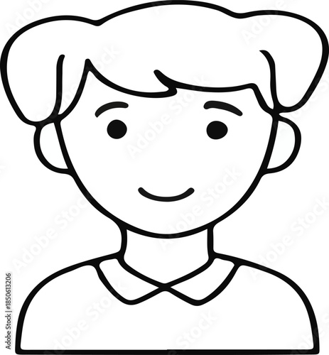 Line art icon of a young boys face and shoulders