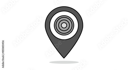 gps location pin with concentric target circles on white background minimalist navigation icon for map apps delivery tracking marketing