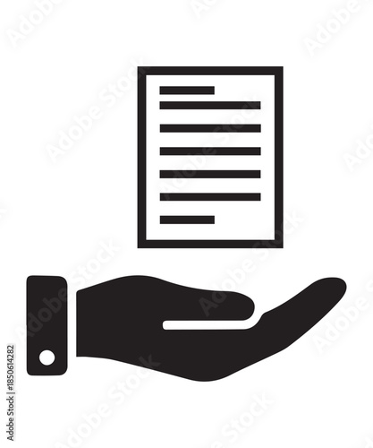 Receiving digital document file concept with hand icon and adobe illustrator logo