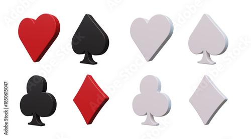 3d render with suit of cards isolated on white or transparent background.