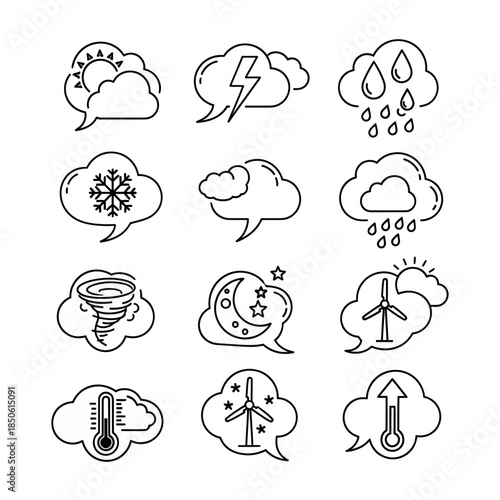 Weather Forecast Icons A Comprehensive Set of Meteorological Symbols.
