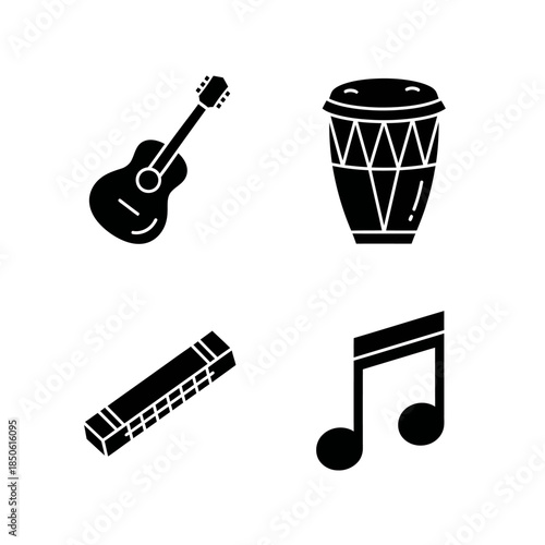 Collection of Musical Instruments and Symbols Icons.