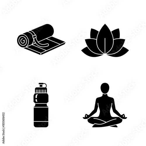 Yoga and Meditation Icons Set for Wellness and Health.