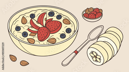 Healthy and Delicious Breakfast Bowl with Fresh Fruit and Nuts