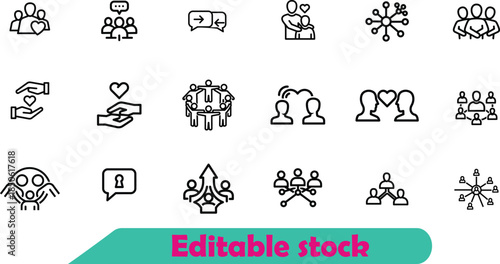 Collection of black and white representing social connections and interactions