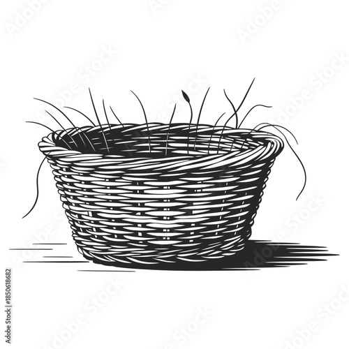 wicker basket vector illustration
