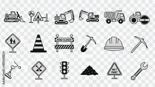 Construction Site Icons Set.