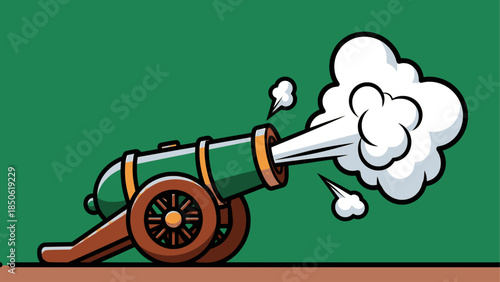 Flat Vector Illustration of Ramadan Iftar Cannon with Smoke