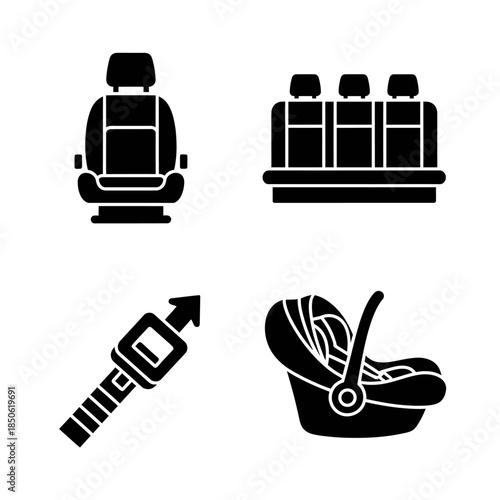 Collection of Car Seat Icons and Safety Features.