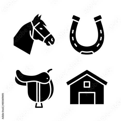 Collection of Equestrian and Farm Icons.