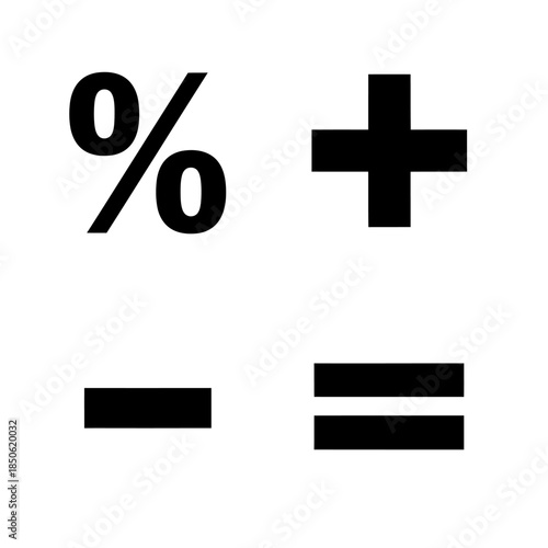 Mathematical symbols including percentage plus minus and equals signs.
