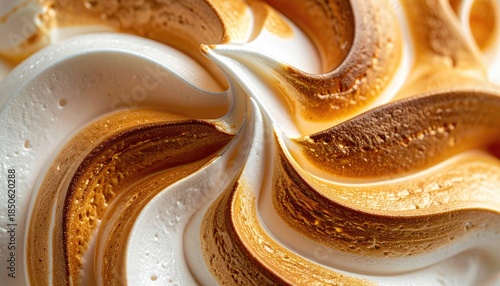 Close Up View Of Toasted Meringue Swirls With Golden Brown Highlights