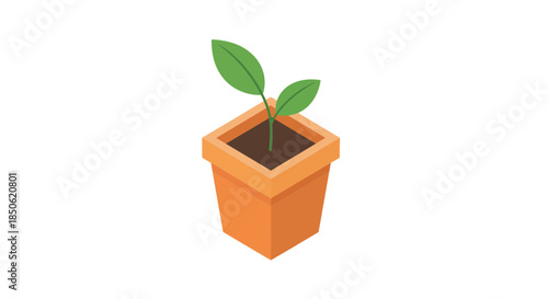 A cute little plant growing happily in its pot, symbolizing new beginnings and growth for your projects and designs, a perfect touch of nature