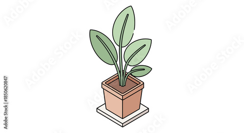 Stylish potted houseplant for modern interiors, adding a touch of vibrant green to any space or design project, bringing nature indoors elegantly