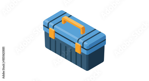 Get Organized Now with a Blue Isometric Toolbox, Perfect for DIY Projects and Professional Use, Keep Your Tools Safe and Secure in Style