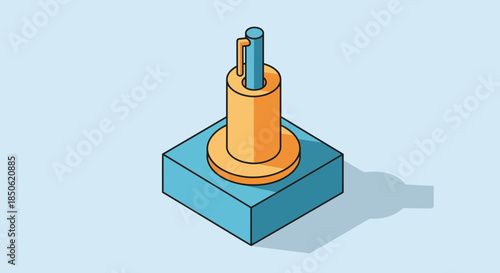 Modern isometric pen holder for a desk, a simple and useful design for office supplies that can be used in presentations or as a design element