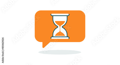 hourglass icon inside orange chat bubble minimalist flat vector symbol of waiting time and deadline reminder for apps and notification ui
