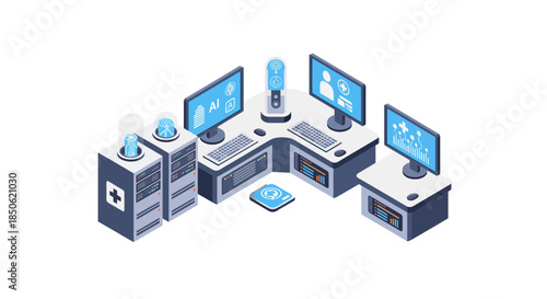 Modern healthcare IT infrastructure with AI driven diagnostics for cutting edge medical facilities and patient care management for the future of medicine