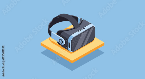 Immersive virtual reality headset for gaming and simulations on minimalist background, a portal to new worlds and exciting digital experiences awaits