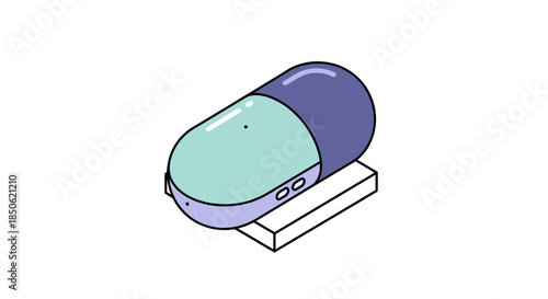 Modern capsule speaker for home listening in blue and green - enjoy music, podcasts, and audiobooks anywhere with this stylish portable device