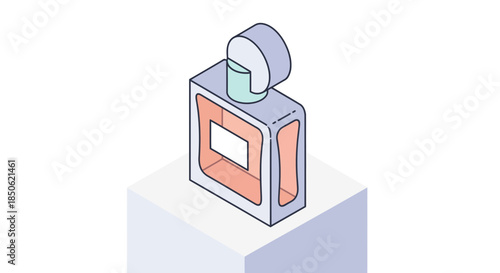Elegant perfume bottle illustration for beauty product promotion or cosmetic branding, great for modern minimalist design and clean aesthetic campaigns