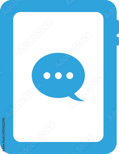 チャットマークがついたタブレット端末のフラットアイコン
