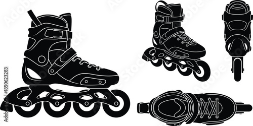 Inline Skates Silhouette Vector Set | Rollerblade Sports Equipment