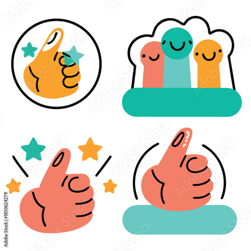 Hand Drawn Thumbs Up Circle Icon for Positive Feedback