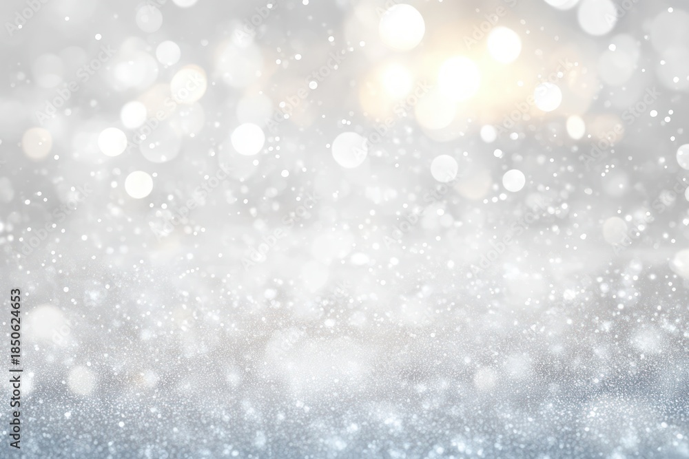 Obraz premium soft falling snow with sparkling bokeh lights and warm glow creating a serene dreamy winter atmosphere