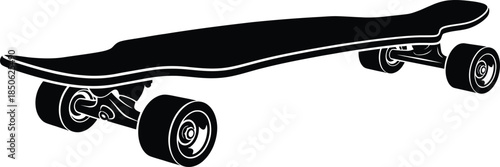 Longboard Silhouette Vector | Modern Skateboard Sports Equipment