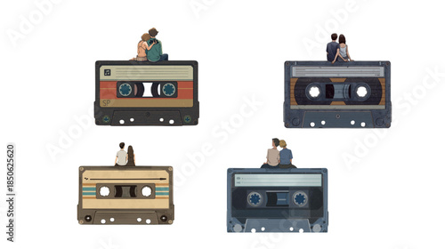set of retro audio tapes
