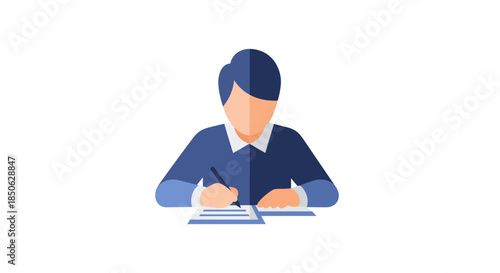 Focused individual writing on notepad in professional setting