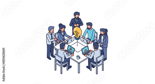 Business team brainstorming with creative idea lightbulb moment