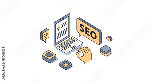 Effective SEO strategy with laptop and optimization tools