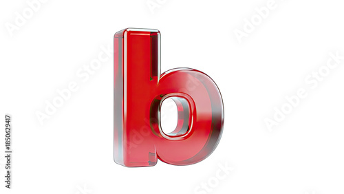 Red Glass Letter B on White Background