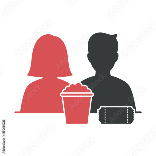 Valentine week couple silhouette sitting on chunky steps with moon vector illustration