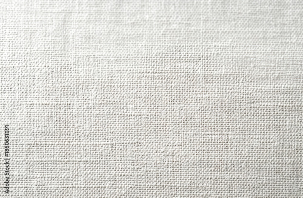 Fototapeta premium close-up of white canvas fabric with visible weave texture, neutral minimalist surface conveying calm simplicity