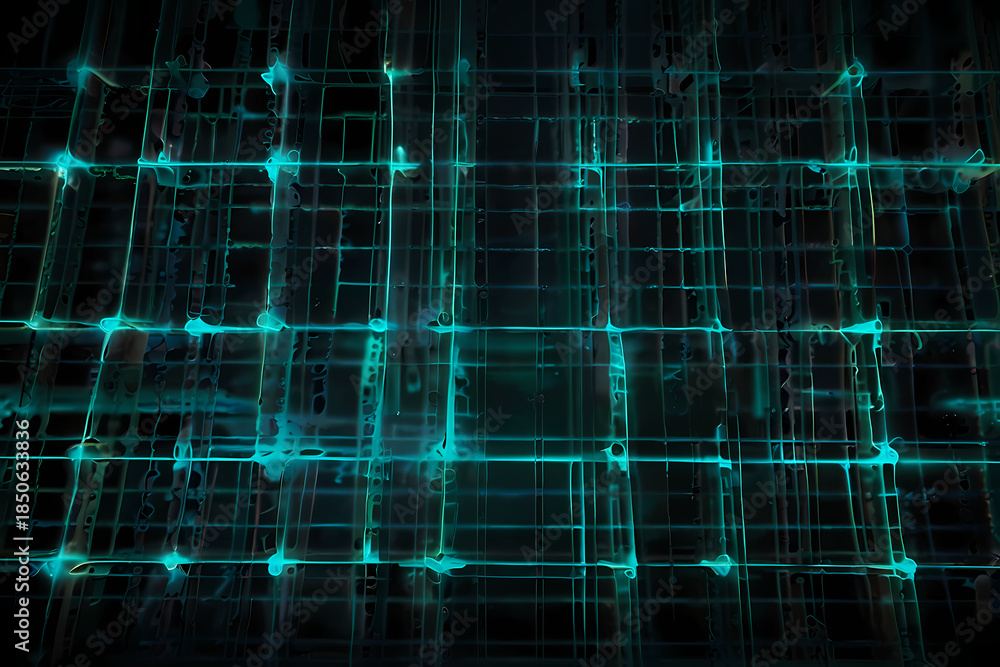 Obraz premium Cyan ghost color abstract laser grid