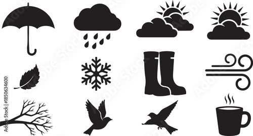 Weather icons set for forecasting and climate