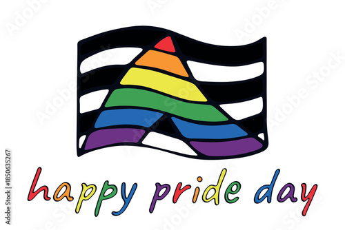 Colorful Straight ally pride flag Happy pride day LGBTQ community Pride Month Vector hand drawn doodle for posters, stickers, logo, cards