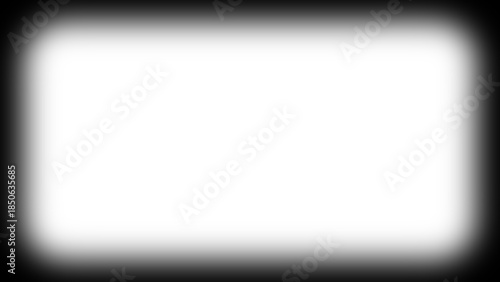 Transparent black vignette border frame overlay shadow effect for video or image mockup. Blank vignette blurred decorative frame with realistic shadow on transparent background. Vector illustration.