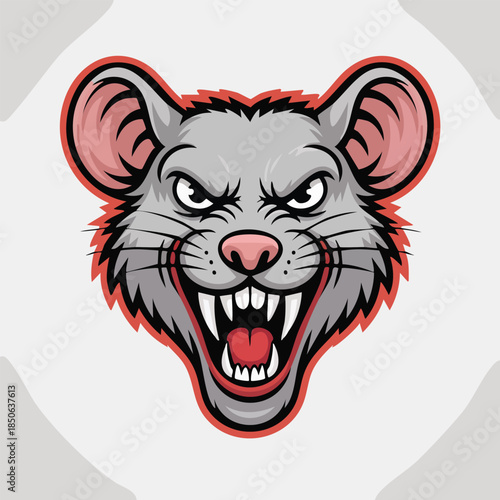 Aggressive Rat Head Mascot Illustration Icon.