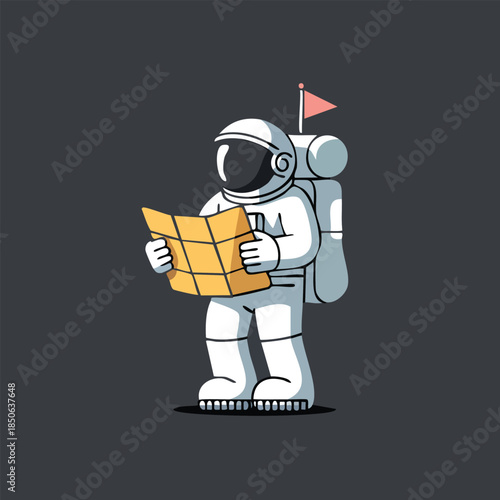 Astronaut reading map in space suit.