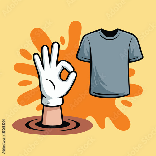 Gloved hand emerging from hole making ok gesture.